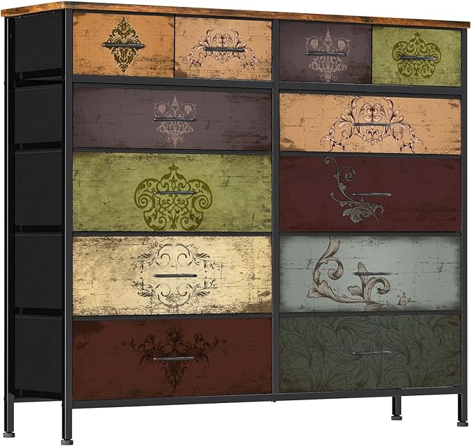 Dresser for Bedroom with 12 Drawers, Tall Fabric Drawer Dresser, Chest of by VASICAR