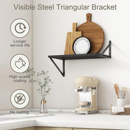 Fun Memories Black Floating Shelves 18 Inch Long, Rustic Floating Shelf - Image 5
