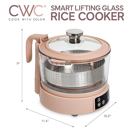 COOK WITH COLOR 3L Glass Mini Low Carb Rice Cooker – Holds 2 Cups Raw/Makes 6 - Image 3