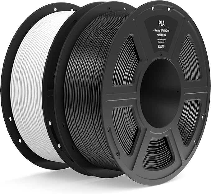 ELEGOO PLA Filament 1.75mm Black & White 2KG, 3D Printer Filament Dimensional by ELEGOO