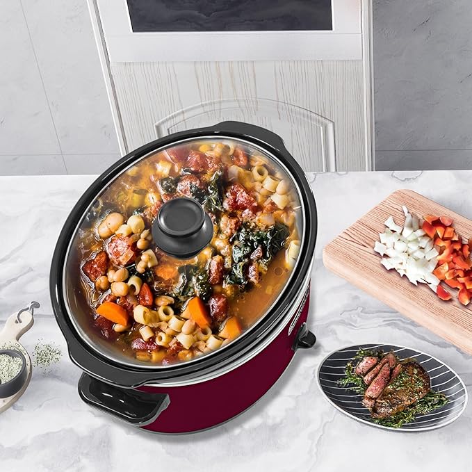 HOMECOOKIN 6 Quart Slow Cooker Oval Manual Pot Food Warmer - Image 6