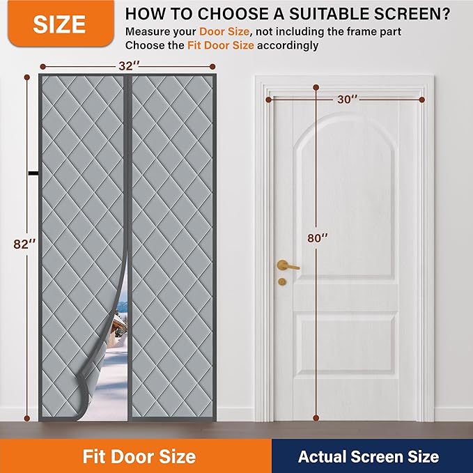 Magnetic Thermal Insulated Door Curtain, Fits Door Size 32" x 80", Durable - Image 6