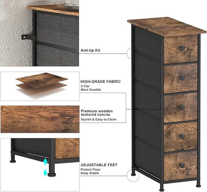 GiftGo Narrow Dresser Vertical Slim Dresser Chest of Drawers Skinny Storage - Image 5
