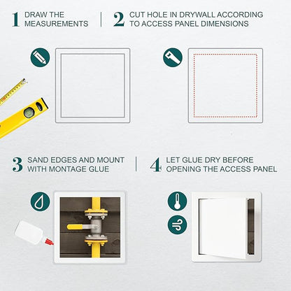 12" x 12" White Plastic Access Panel. Service Shaft Door Panel. Plumbing - Image 3