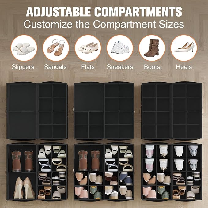 2 Pack Shoe Organizer for Closet, Foldable Shoe Storage Organizer - Image 2