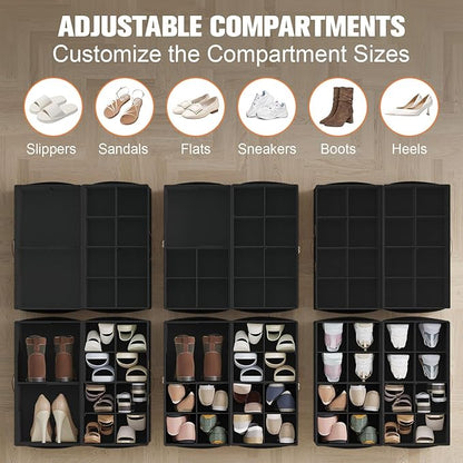 2 Pack Shoe Organizer for Closet, Foldable Shoe Storage Organizer - Image 2