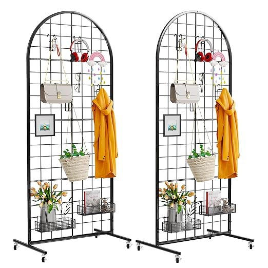 VGMiu Grid Wall Panel 2PCS Display Stand 2' x 5.2' FT Black Grid Wall Panels by VGMiu