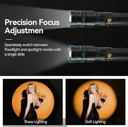 WELLMAKING 15W LED Photography Flashlight Optical Glass Lenses, 7800mAh - Image 3