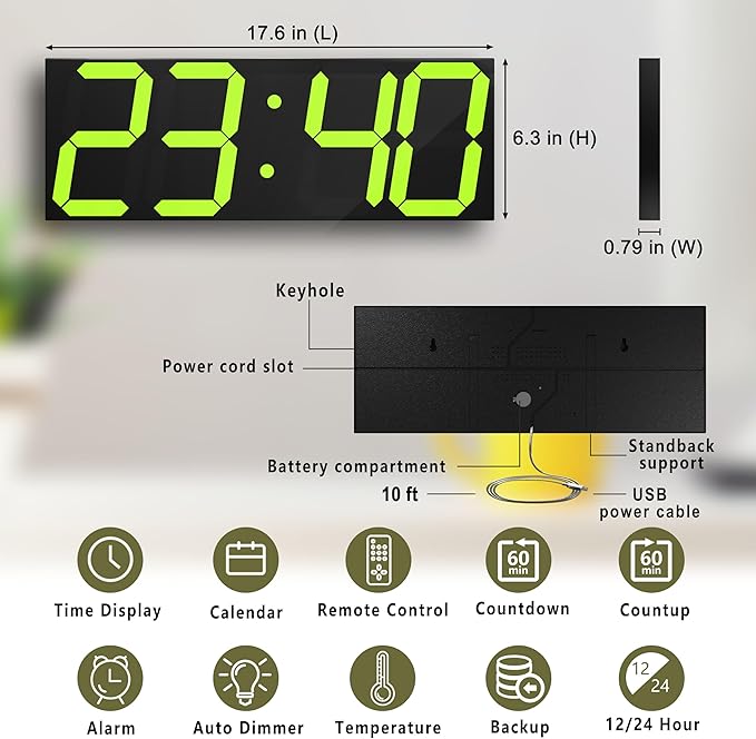 CHKOSDA LED Large Digital Wall Clock, Oversize Digital Clock - Image 2