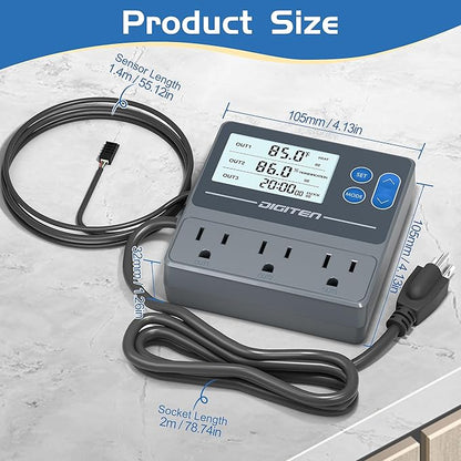 Digital Temperature Humidity Controller Pre-Wired Outlets - Image 7