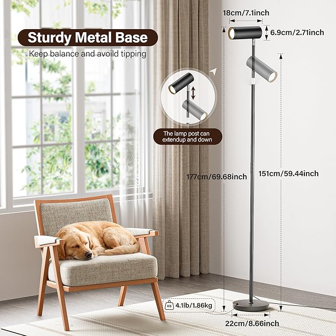 SIBRILLE Spotlight Floor Lamp, Tall LED Standing Lamp - Image 7