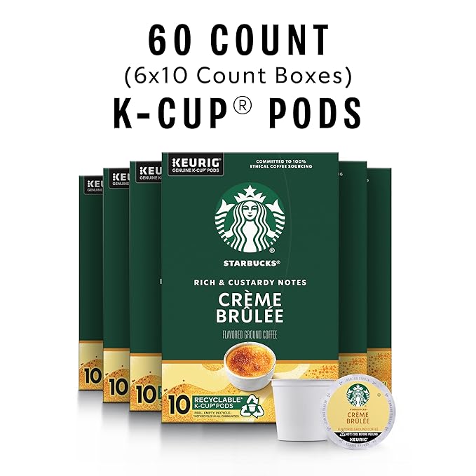 Starbucks K-Cup Coffee Pods, Flavored Hot or Iced Coffee, Crème Brûlée - Image 2