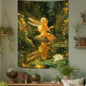 Lifeel Fairy Tale Tapestry, Dreamy Magic Forest Fantasy Water Lily Pond Tapestries Wall Hanging for Girls Bedroom Home Decor, Green 36x48 inches