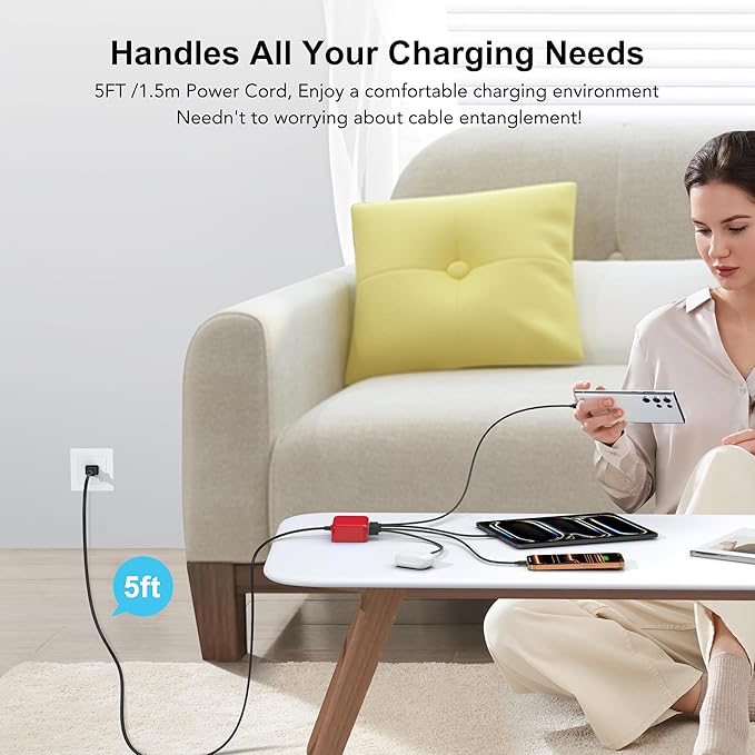USB C Fast Charger 100W GaN 6 Port Type USB C Charging Station Hub Block Wall - Image 8
