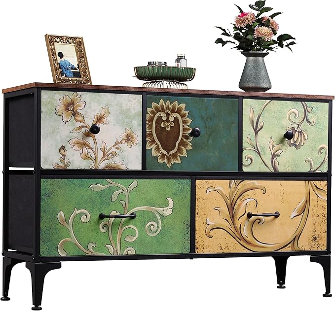 WLIVE Dresser for Bedroom with 5 Drawers, Wide Chest of Drawers, Fabric Dresser by WLIVE