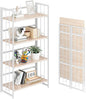 4NM No Assembly 4 Tiers Folding Bookshelf, 47.2" H Foldable Storage Shelves by 4NM
