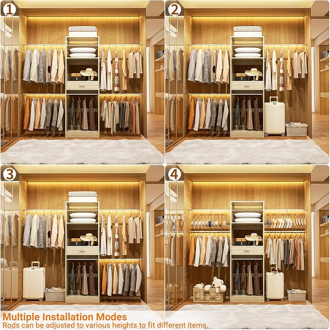 Unikito 96” Closet System, 8FT Walk in Closets Organizer Kit - Image 3