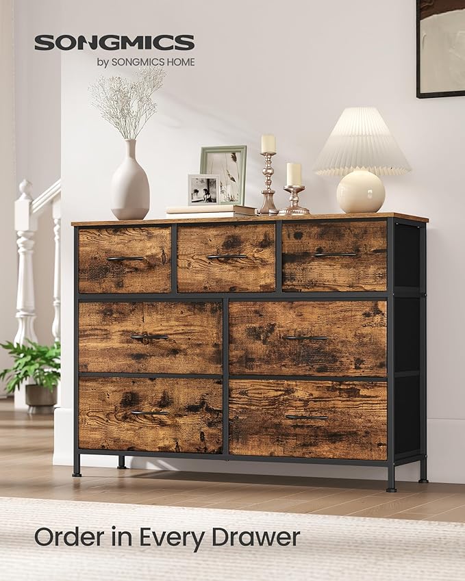 SONGMICS Dresser for Bedroom, Chest of Drawers, 7 Non-Woven Fabric Drawers - Image 3