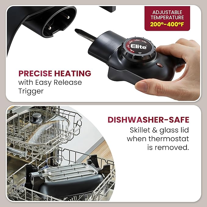 Elite Gourmet EG6203 Extra Deep 16"x13"x3.2" Scratch Resistant, Easy Pour Spout - Image 4