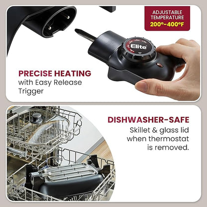 Elite Gourmet EG6203 Extra Deep 16"x13"x3.2" Scratch Resistant, Easy Pour Spout - Image 4