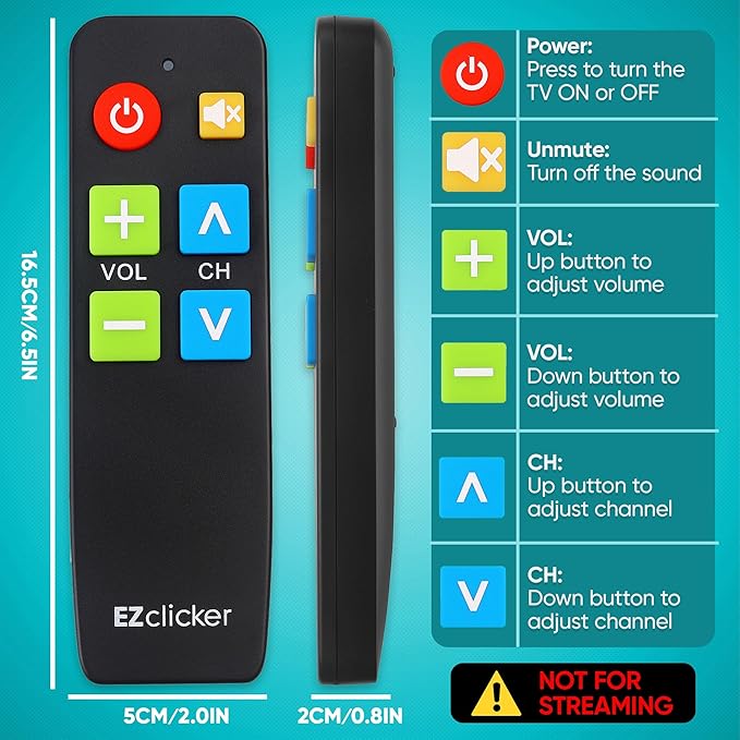 EZclicker TV Remote for Seniors, Extra Simple Big Button Remote Works - Image 5
