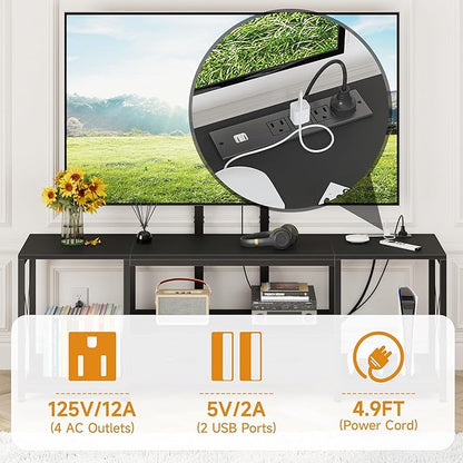 GYIIYUO LED TV Stand with Mount and Power Outlet & Fabric Drawers - Image 4