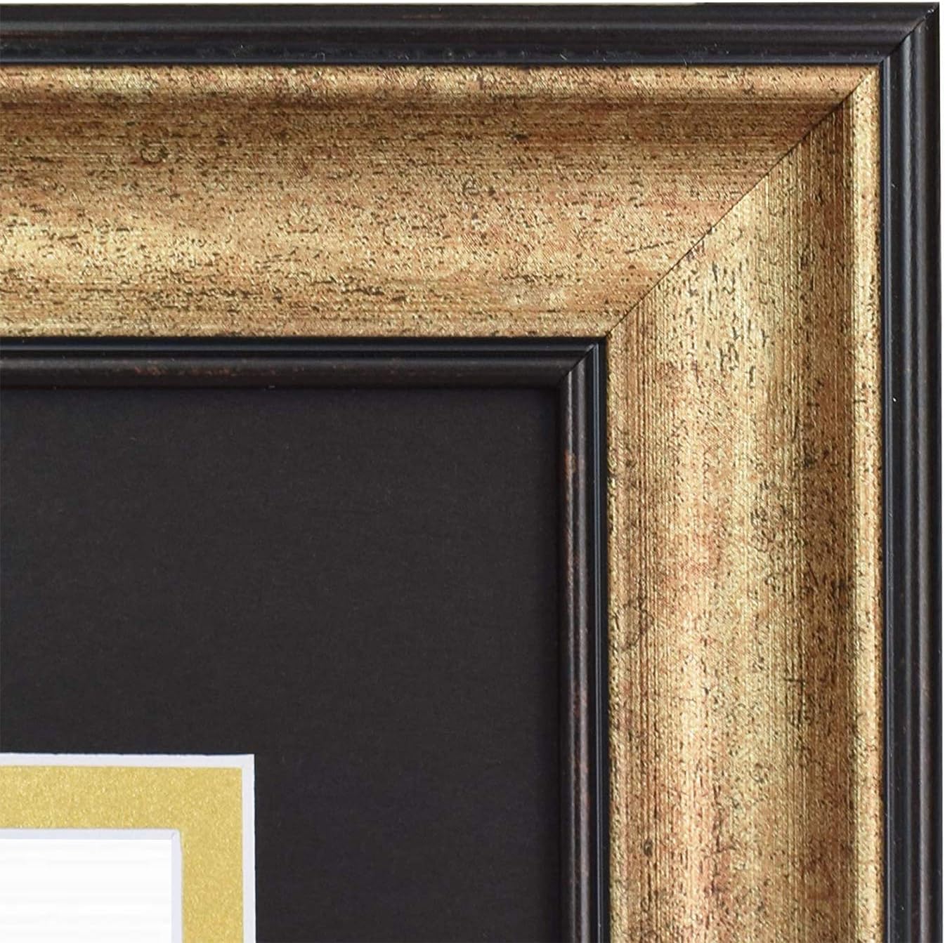 Golden State Art 11x14 Frame for 8.5x11 Diploma Antique Gold Real Glass | Includes Black Over Gold Double Mat,Fits 8.5x11 Certificate, Document, Photo, Picture, Wall Mount
