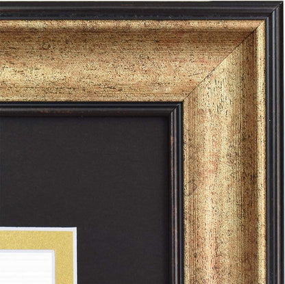 Golden State Art 11x14 Frame for 8.5x11 Diploma Antique Gold Real Glass | Includes Black Over Gold Double Mat,Fits 8.5x11 Certificate, Document, Photo, Picture, Wall Mount