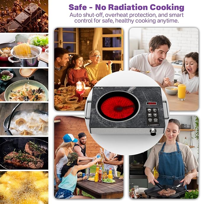 Portable Electric Stove 1800W, Single Burner Ceramic Hot Plate - Image 7