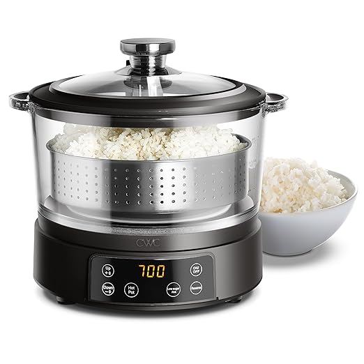 COOK WITH COLOR 3L Glass Mini Low Carb Rice Cooker – Holds 2 Cups Raw/Makes 6 by CookwithColor