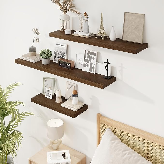 32in Floating Shelves for Wall, 2 Pack Long Wall Mounted Engineered Wood Shelves - Image 7