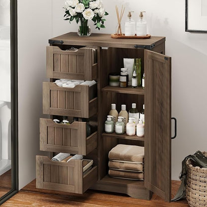 Vabches Farmhouse Bathroom Cabinet, Freestanding Storage Cabinet - Image 4