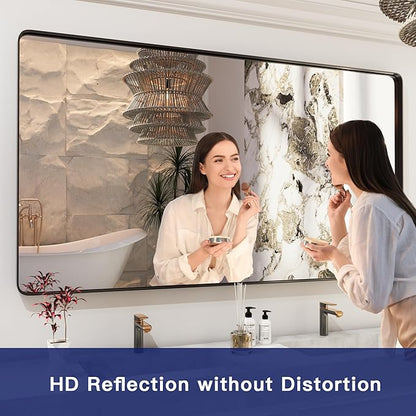ISKM Large Black Framed Mirror for Bathroom 72" x 32" Wall Mounted Mirror Black - Image 2