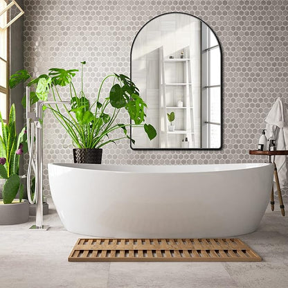 36x48 inch Black Tempered Glass Arched Mirror - Image 5