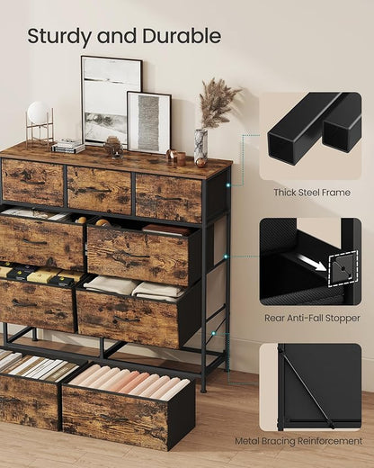 SONGMICS Dresser for Bedroom, Chest of Drawers, 9 Non-Woven Fabric Drawers - Image 6