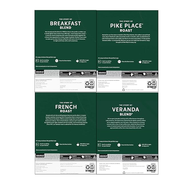Starbucks K-Cup Coffee Pods, Starbucks Blonde, Medium and Dark Roast Hot or - Image 7