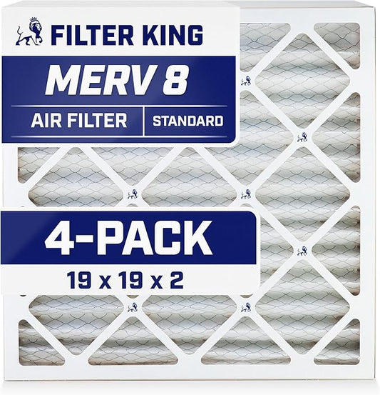 Filter King 19x19x2 Air Filter | 4-PACK | MERV 8 HVAC Pleated A/C Furnace by FilterKing