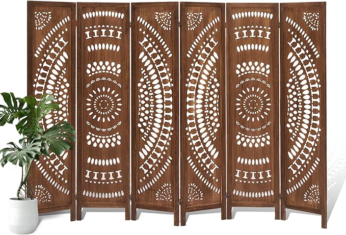 ALeesing 6 Panel Wood Room Divider Fully Assembled, Decorative Room Dividers by ALeesing