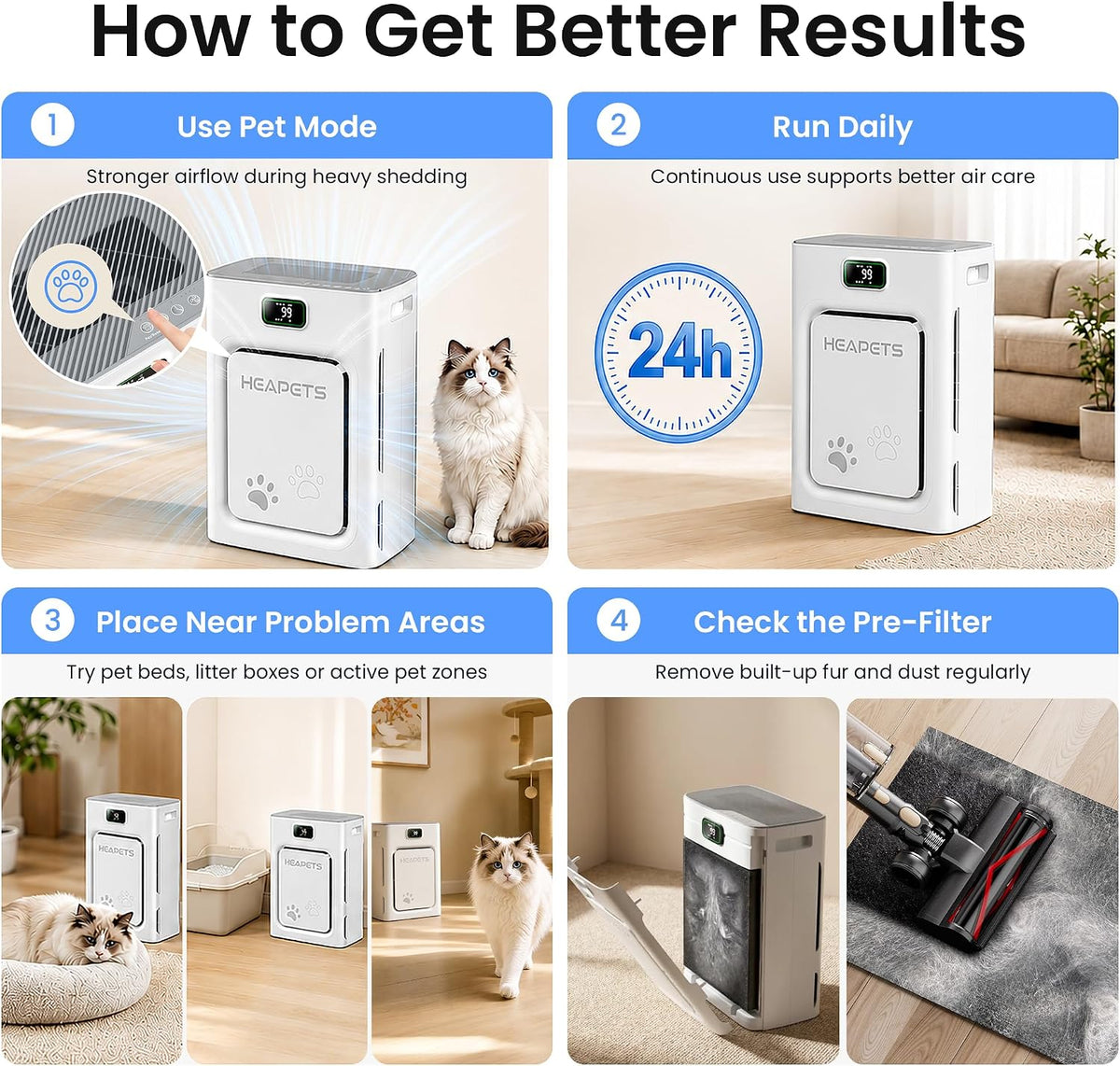 pet air purifier for home large room 2500, package contents