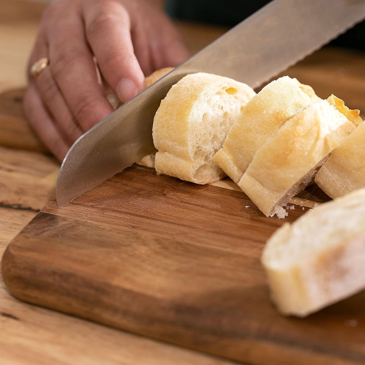 Acacia Wood Cutting Board and Chopping Board with Handle for Meat, Cheese Boa...