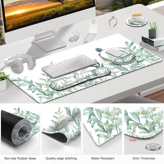 ToLuLu Desk Mat, XXL Large Mouse Pad Wrist Support Set，4 in1 Gaming Mousepad - Image 8