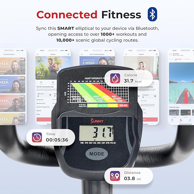 Sunny Health & Fitness Smart Upright Elliptical w/Pulse Sensor Built-in - Image 3