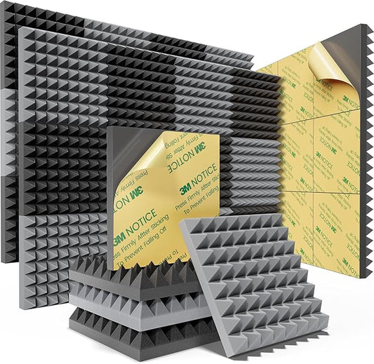 Sonicism Soundproof Wall Panels Self-Adhesive Pyramid 36 Pack, Sound Absorption by Sonicism
