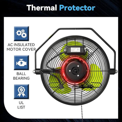 Fanqiebros 12 IN High Velocity Wall Mount Fan, 3 Speed Industrial Wall Fan - Image 7
