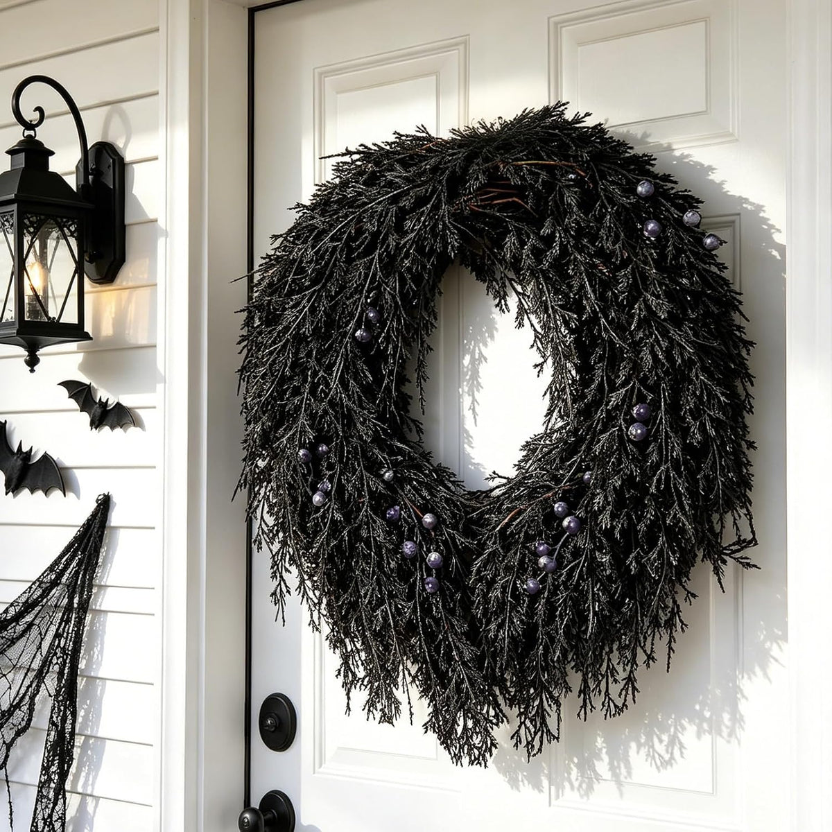 DN DECONATION Halloween Wreath for Front Door, Decorations for Outdoor