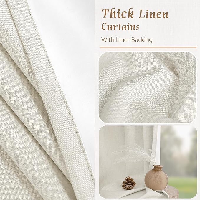 LAMIT 100% Blackout Short Linen Curtains - Image 8