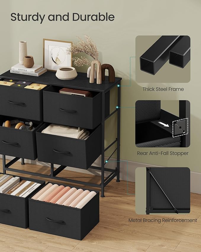 SONGMICS Dresser for Bedroom, Chest of Drawers, TV Stand, 6 Non-Woven Fabric - Image 6