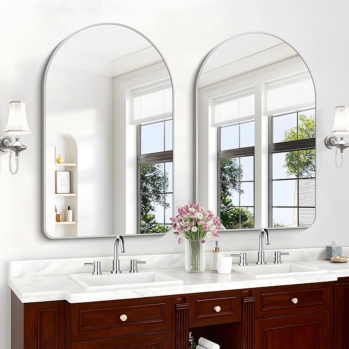 Arched Bathroom Mirror, Wall Mounted Mirror, Living Room, Hanging or Leaning - Image 4