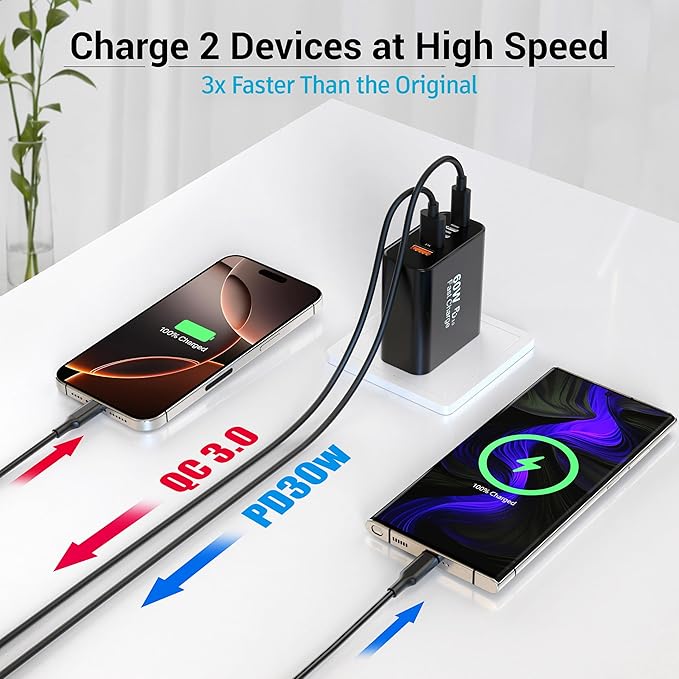 2-Pack 60W USB C Charger Block, 5-Port Fast Wall Charger Station, PD 3.0 & QC - Image 5