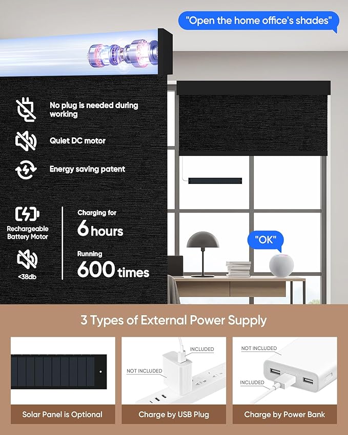 Kincmo Motorized Blinds with Remote, 100% Blackout Motorized Roller Shades Work - Image 5